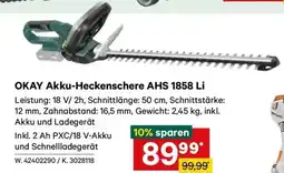 Lagerhaus OKAY Akku-Heckenschere AHS 1858 Li Angebot