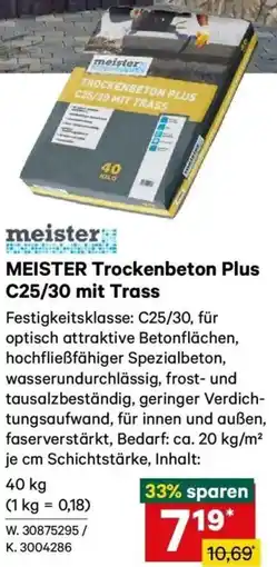 Lagerhaus MEISTER Trockenbeton Plus C25/30 mit Trass Angebot