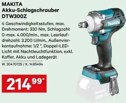 Lagerhaus Makita akku-schlagschrauber dtw300z Angebot