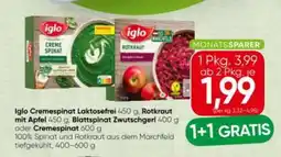 Spar Iglo cremespinat laktosefrei, rotkraut mit apfel blattspinat zwutschgerl oder cremespinat Angebot