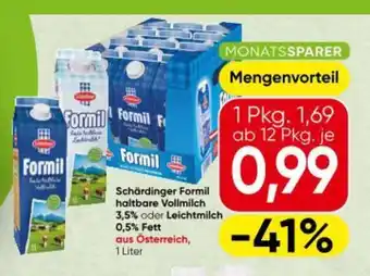 Spar Schärdinger formil haltbare vollmilch oder leichtmilch Angebot