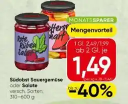 Spar Südobst sauergemüse oder salate Angebot
