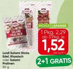 Spar Loidl Salami Sticks Edel, Klassisch oder Salami Pralinen Angebot