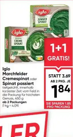 Maximarkt Iglo marchfelder cremespinat oder spinat passiert Angebot