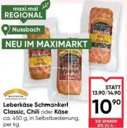 Maximarkt Leberkäse schmankerl classic chili oder käse Angebot