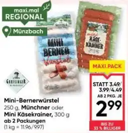 Maximarkt Mini-bernerwürstel, münchner oder mini käsekrainer Angebot