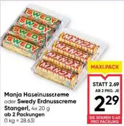Maximarkt Manja haselnusscreme oder swedy erdnusscre stangerl Angebot