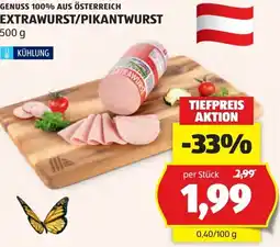 Hofer Genuss 100% aus österreich extrawurst/pikantwurst Angebot