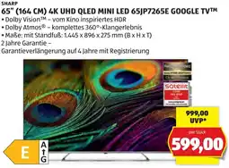 Hofer Sharp 4k uhd qled mini led 65jp7265e google tv Angebot