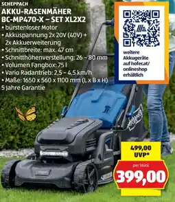 Hofer Scheppach akku-rasenmäher bc-mp470-x – set xl2x2 Angebot