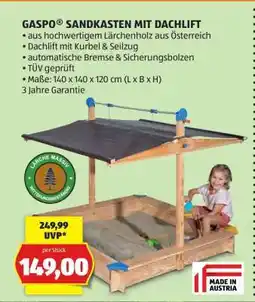Hofer GASPO SANDKASTEN MIT DACHLIFT Angebot