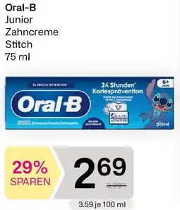 Bipa Oral-B unior 6+ Jahre, Stitch Zahnpasta, milder Geschmack, entwickelt mit ZahnärztInnen, mit Stannous Fluorid Angebot