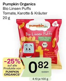 Bipa Pumpkin Organics Bio Linsen Puffs Tomate, Karotte und Kräuter Angebot