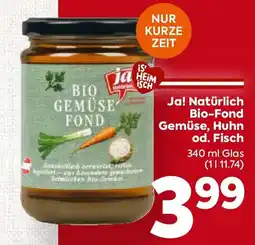 Billa Ja! natürlich bio-fond gemüse, huhn od. fisch Angebot