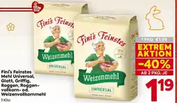 Billa Fini's feinstes mehl universal, glatt, griffig, roggen, vollkorn-od. weizenvollkornmehl Angebot