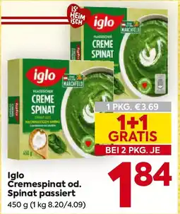 Billa Iglo cremespinat od. spinat passiert Angebot