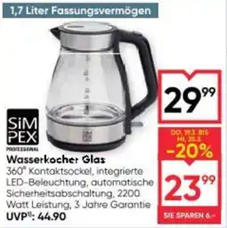 Maximarkt Wasserkocher glas Angebot