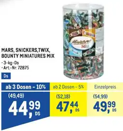 Metro Mars, snickers,twix, bounty miniatures mix Angebot