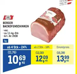 Metro Berger backofenschinken Angebot