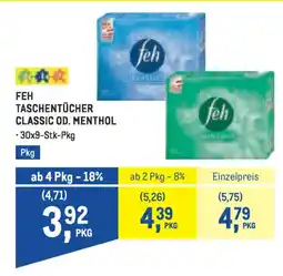 Metro Feh taschentücher classic od. menthol Angebot
