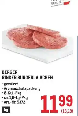 Metro Berger rinder burgerlaibchen Angebot