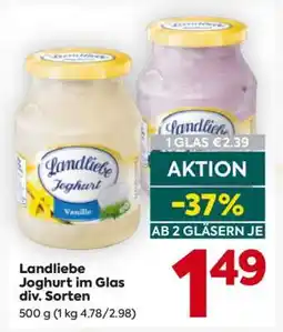 Billa Landliebe Joghurt im Glas div. Sorten Angebot