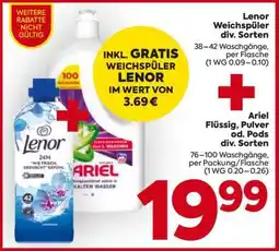 Billa Lenor Weichspüler div. Sorten + Ariel Flüssig, Pulver od. Pods div. Sorten Angebot
