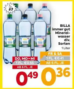 Billa BILLA immer gut Mineralwasser div. Sorten Angebot