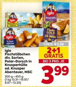 Billa Iglo Fischstäbchen, div. Sorten, Polar-Dorsch in Knusperhülle od. Knusper Abenteuer, MSC Angebot