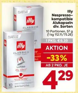 Billa Illy Nespresso- kompatible Alukapseln div. Sorten Angebot