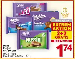 Billa Milka Riegel div. Sorten Angebot