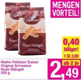 Sutterlüty Maitre Patissier Suisse Original Schweizer Nuss-Stängeli 250g Angebot