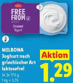 Lidl MILBONA Joghurt nach griechischer Art laktosefrei Angebot