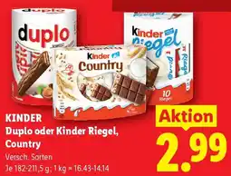 Lidl Kinder Duplo oder Kinder Riegel, Country Angebot
