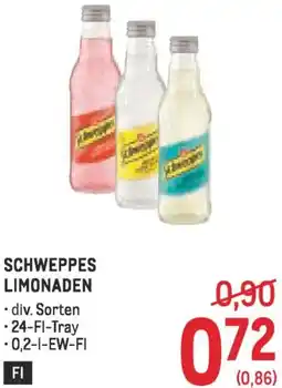 Metro Schweppes limonaden Angebot