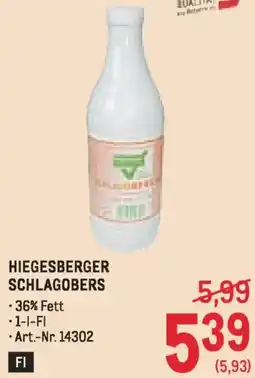 Metro Hiegesberger schlagobers Angebot
