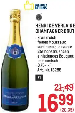Metro Henri de verlaine champagner brut Angebot