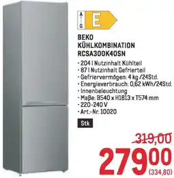 Metro Beko kühlkombination RCSA300K40SN Angebot