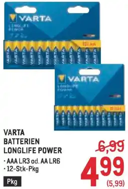 Metro Varta batterien longlife power Angebot