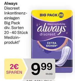 Bipa Always Discreet Inkontinenz- einlagen Big Pack Angebot