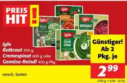 Nah&Frisch Iglo Rotkraut, Cremespinat oder Gemüse-Reindl Angebot