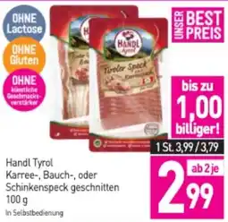 Sutterlüty Handl Tyrol Karree-, Bauch-, oder Schinkenspeck geschnitten Angebot