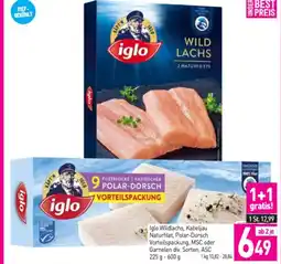 Sutterlüty Iglo Wildlachs, Kabeljau Naturfilet, Polar-Dorsch Vorteilspackung, MSC oder Garnelen Angebot