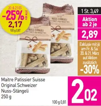 Sutterlüty Maitre Patissier Suisse Original Schweizer Nuss-Stängeli Angebot