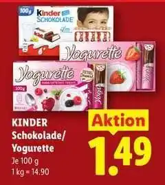 Lidl Kinder Schokolade/Yogurette Angebot