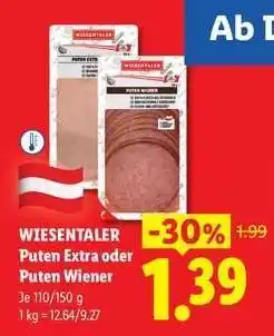 Lidl Wiesentaler Puten Extra oder Puten Wiener Angebot
