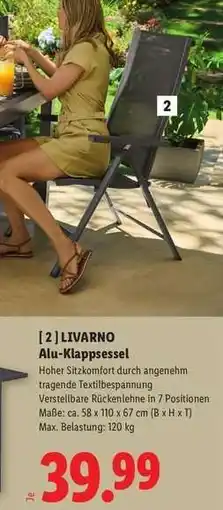 Lidl [2] LIVARNO Alu-Klappsessel Angebot