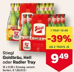 MPreis Stiegl Goldbräu, Hell oder Radler Tray Angebot
