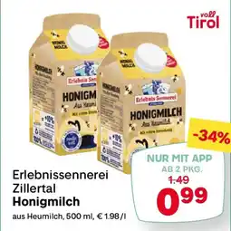 MPreis Erlebnissennerei Zillertal Honigmilch Angebot