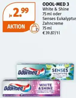 Müller ODOL-MED 3 White & Shine oder Senses Eukalyptus Zahncreme Angebot